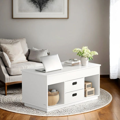 Salontafel met 2 Lades en Opbergvakken – Sneeuwwit Design