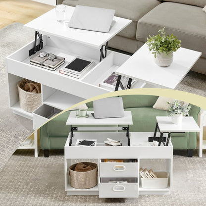 Salontafel met 2 Lades en Opbergvakken – Sneeuwwit Design