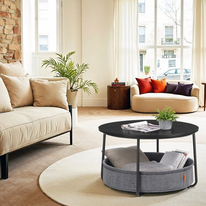 "Moderne Salontafel met Opbergvak – Zwart & Grijs"