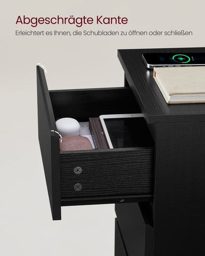 "Moderne Bijzettafel met 3 Lades – Ebbenhout Zwart"