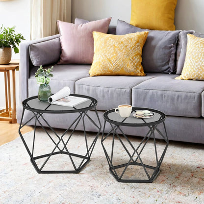 Set van 2 Ronde Salontafels – Moderne Nesting Tafels voor de Woonkamer