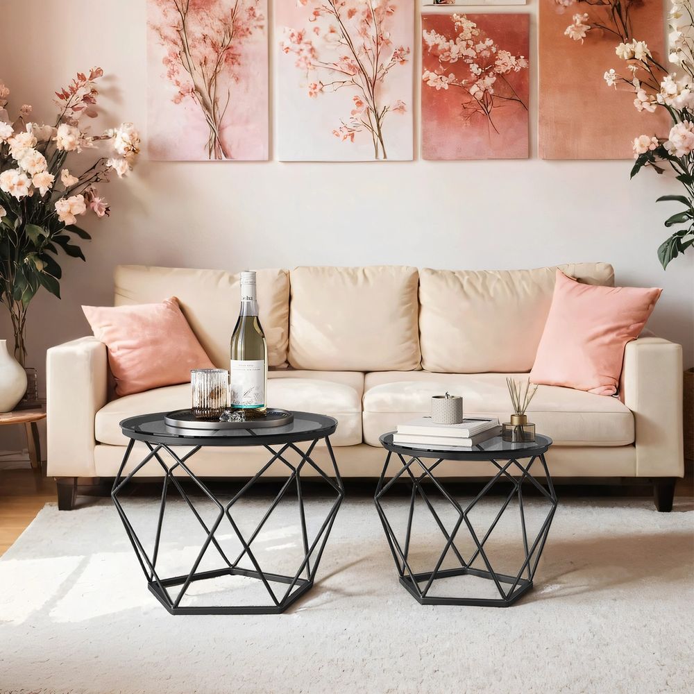 Set van 2 Ronde Salontafels – Moderne Nesting Tafels voor de Woonkamer