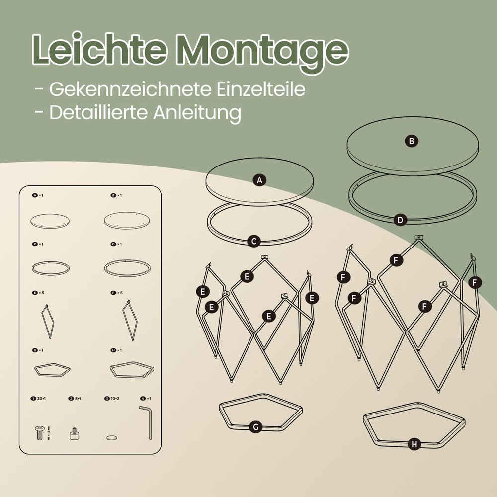 Set van 2 Ronde Salontafels – Moderne Nesting Tafels voor de Woonkamer