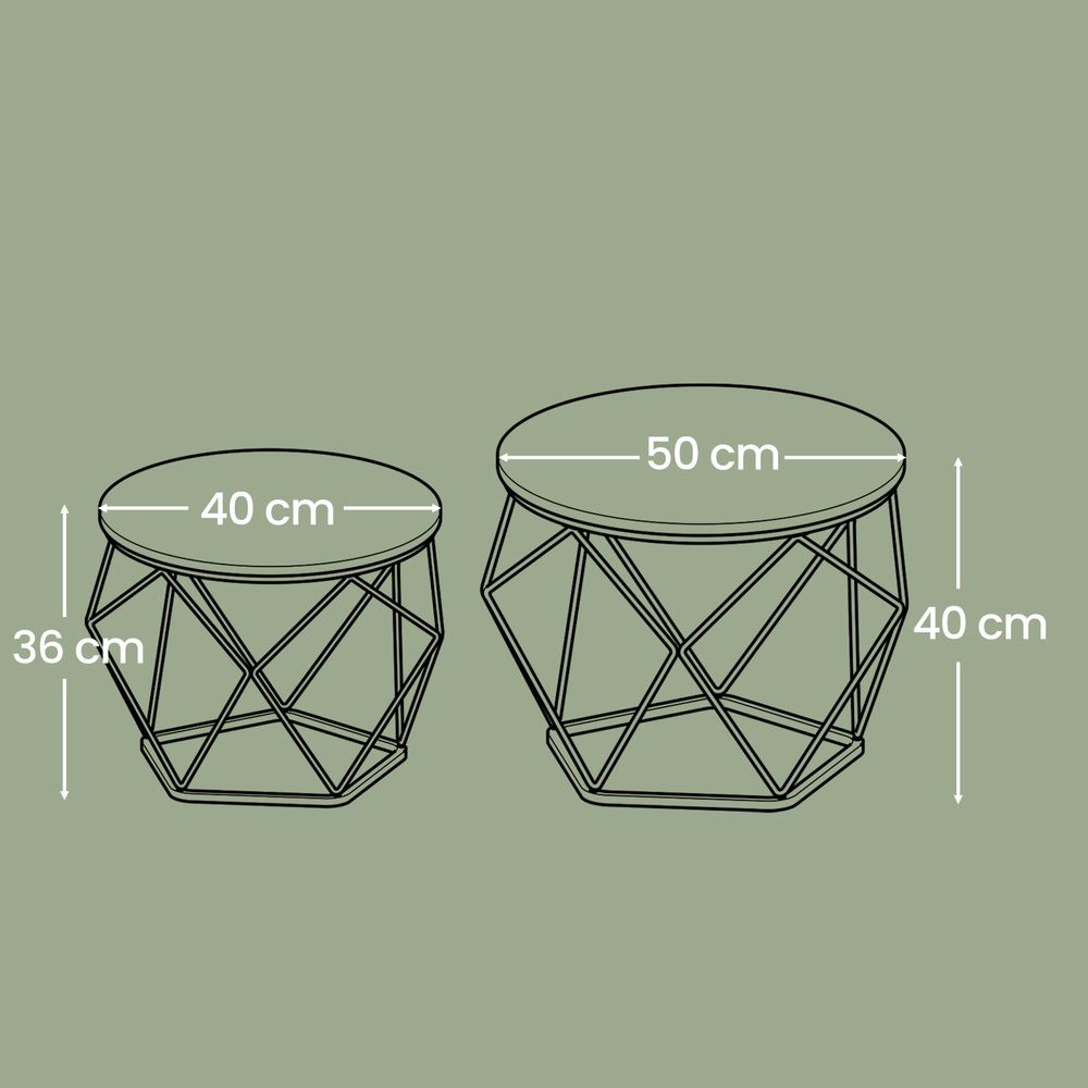 Set van 2 Ronde Salontafels – Moderne Nesting Tafels voor de Woonkamer