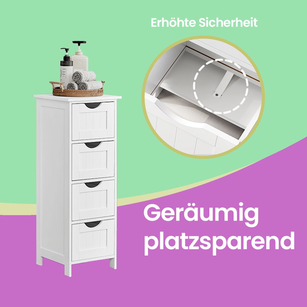Badkamerkast met 4 Lades en Compact Design voor Maximale Opbergruimte|Praktisch en Modern|Ideaal voor Kleine Badkamers