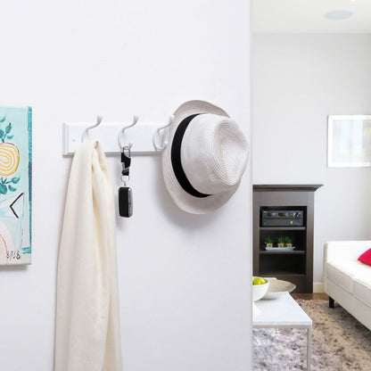 Signature Home Wandkapstok met 4 Metalen Haken – Witte Kapstok voor Wand, Jassen en Tassen