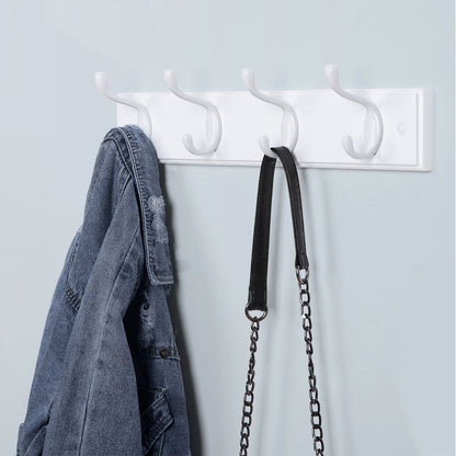 Signature Home Wandkapstok met 4 Metalen Haken – Witte Kapstok voor Wand, Jassen en Tassen