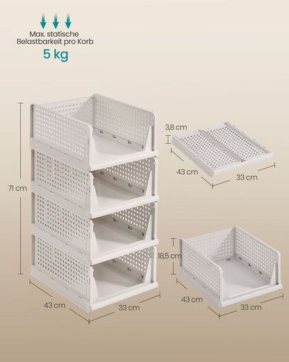 Stapelbare kledingkast organizer wit – modulaire en ruimtebesparende closet organizer voor kledingkast
