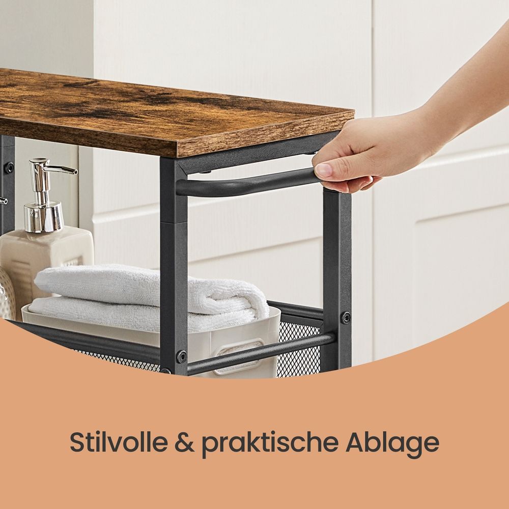 Verrijdbare 4-Laags Keukenkar | Smal Nisrek voor Organisatie & Opbergen|Compact 4-Laags Opbergrek