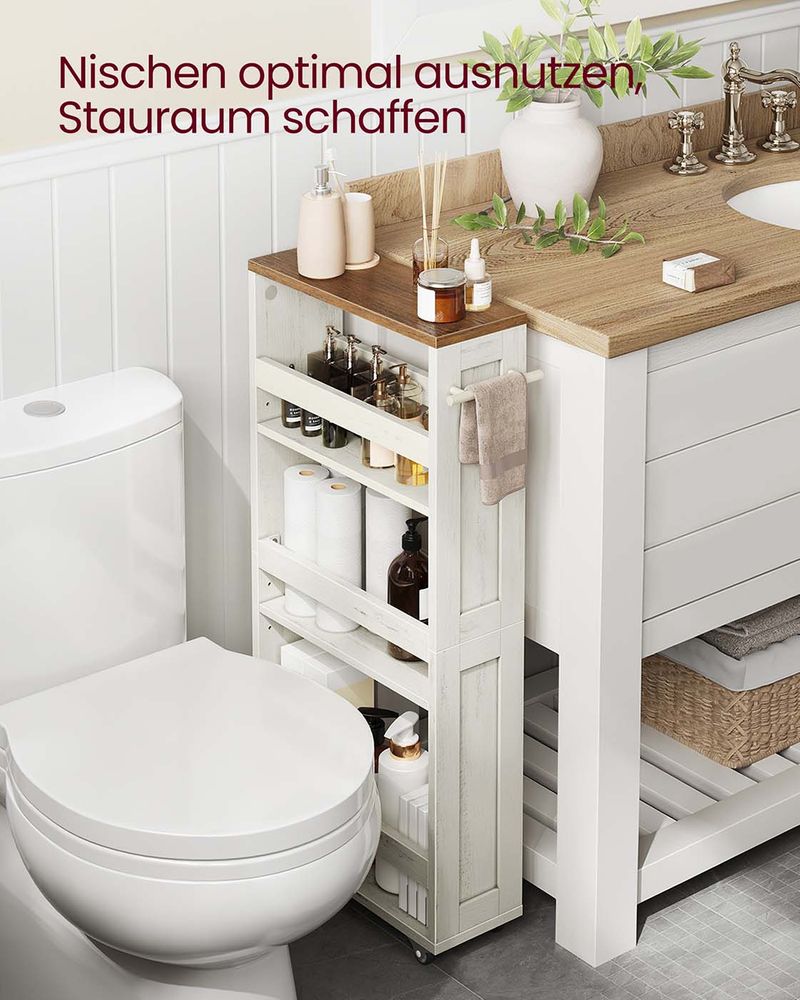 Smal Verrijdbaar 4-Laags Rolrek met Handvat | Compacte Opbergwagen voor Keuken & Kleine Ruimtes