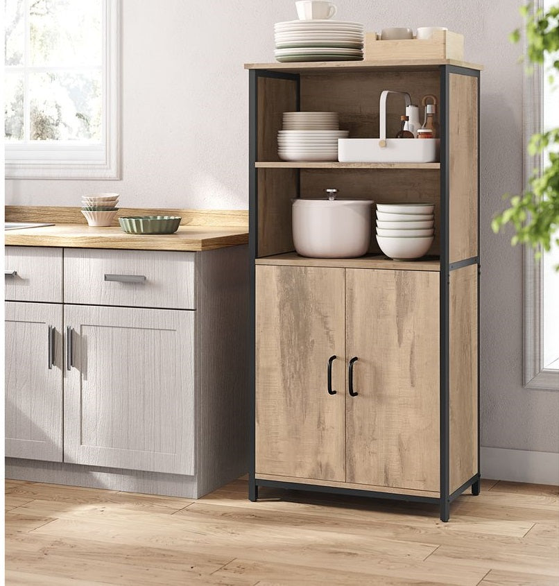 Keukenkast Eiken Bruin-Zwart met Verstelbare Legplanken voor Optimale Opbergruimte|Moderne Keukenkast met Verstelbare Planken