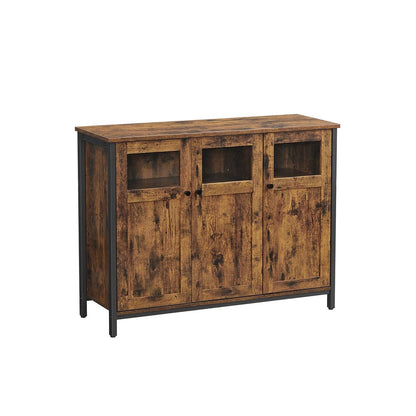Opbergkast Sideboard Bruin-Zwart Vintage – Industrieel Meubel met Planken en Deuren voor Thuisorganisatie