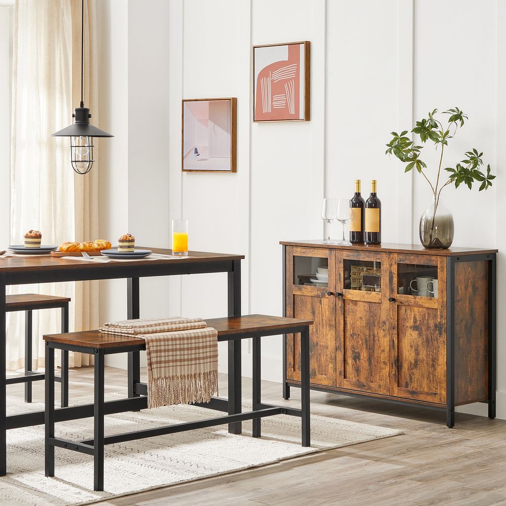 Opbergkast Sideboard Bruin-Zwart Vintage – Industrieel Meubel met Planken en Deuren voor Thuisorganisatie