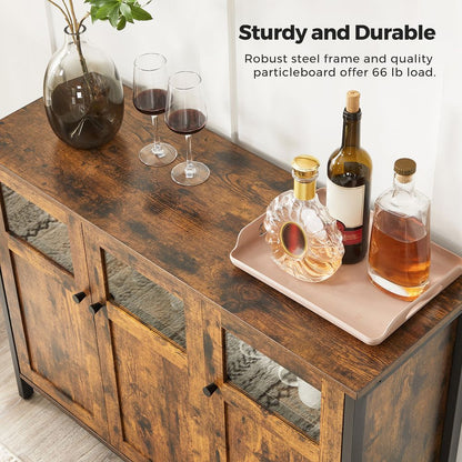 Opbergkast Sideboard Bruin-Zwart Vintage – Industrieel Meubel met Planken en Deuren voor Thuisorganisatie