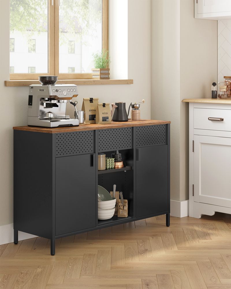 Metalen kast met in hoogte verstelbare legplanken en magneetsluiting-Stalen opbergkast