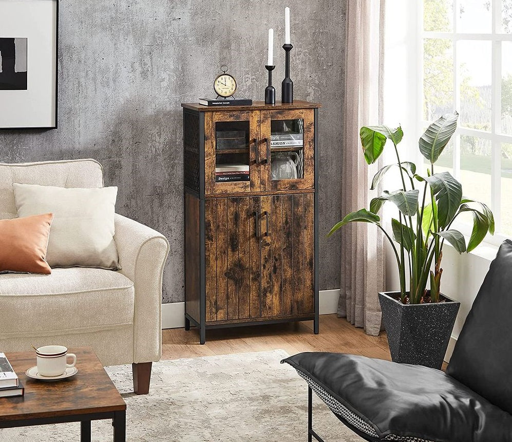 Dressoir met Glazen Deuren| Modern Sideboard met Opbergruimte voor Woonkamer en Eetkamer