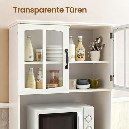 Opbergkast met Glazen Deuren en Verstelbare Planken – Keukenkast met Opbergruimte