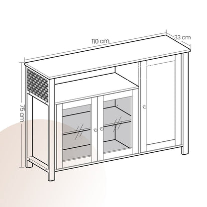 Sideboard met 3 Deuren, Keukenkast en Opbergkast met Ruime Opbergruimte voor Keuken, Woonkamer en Eetkamer