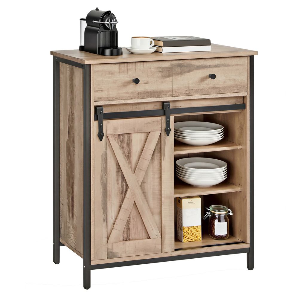 Sideboard met Schuifdeur, Opbergkast voor de Woonkamer en Vrijstaand TV-Meubel met Veel Opbergruimte