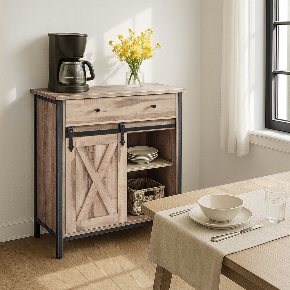 Sideboard met Schuifdeur, Opbergkast voor de Woonkamer en Vrijstaand TV-Meubel met Veel Opbergruimte