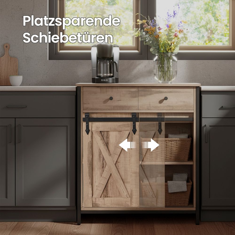 Sideboard met Schuifdeur, Opbergkast voor de Woonkamer en Vrijstaand TV-Meubel met Veel Opbergruimte
