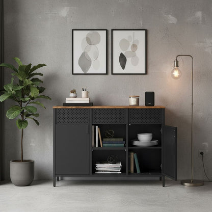 Opbergkast Sideboard met Dubbele Deuren – Magnetische Deursluiting, Modern Design voor Woonkamer en Kantoor