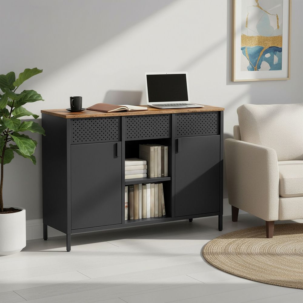 Opbergkast Sideboard met Dubbele Deuren – Magnetische Deursluiting, Modern Design voor Woonkamer en Kantoor