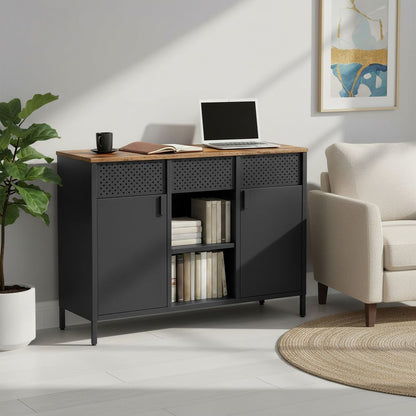 Opbergkast Sideboard met Dubbele Deuren – Magnetische Deursluiting, Modern Design voor Woonkamer en Kantoor