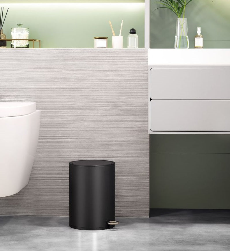Signature Home 3L Cosmeticaprullenbak met Pedaal – Kleine Afvalemmer voor Badkamer & Toilet