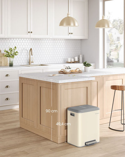 Signature Home Afvalscheidingsprullenbak met 2 Compartimenten – Recycling & Restafval, Zandbeige