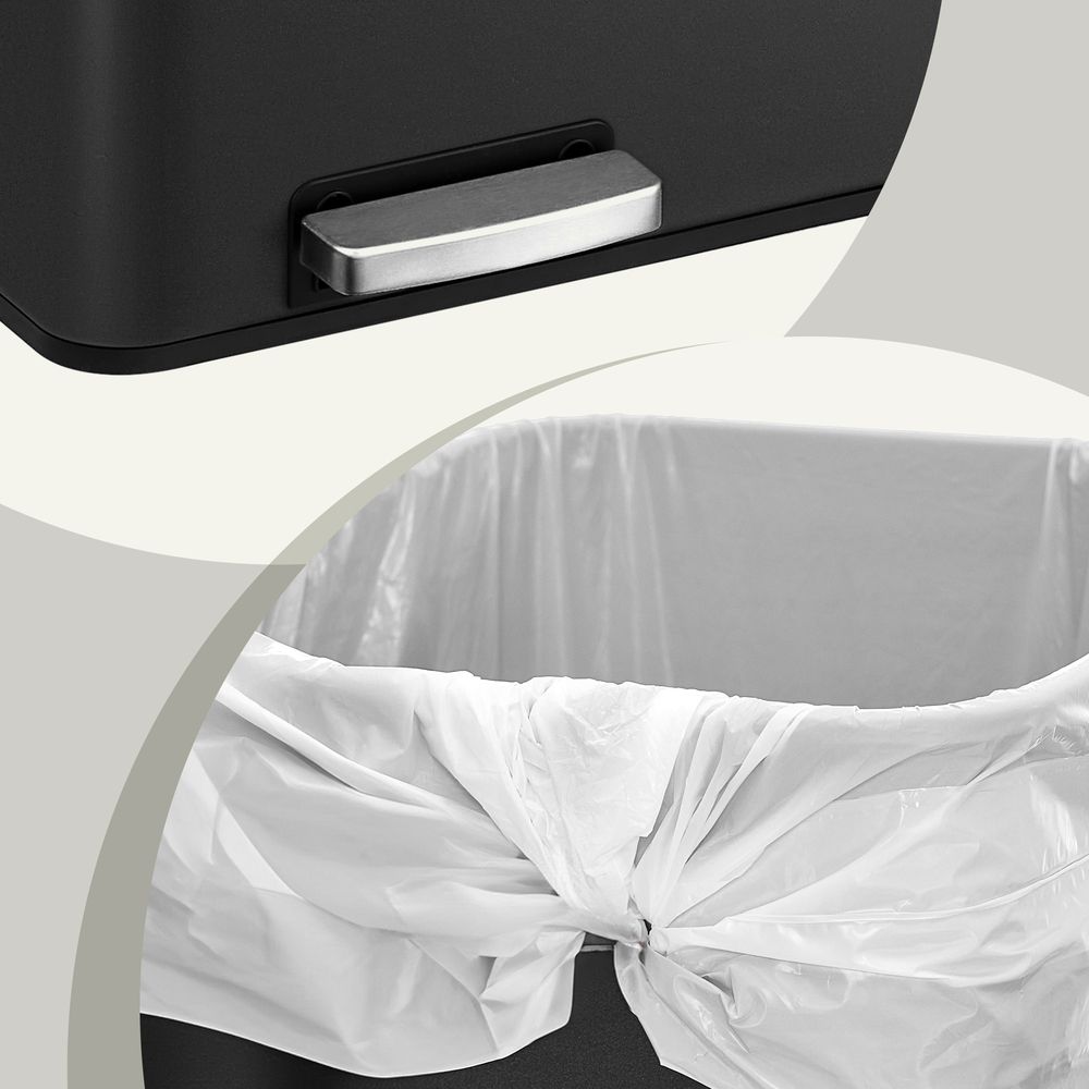 Signature Home Afvalbak 2 x 30 Liter – Dubbele Prullenbak met 2 Compartimenten voor Afvalscheiding