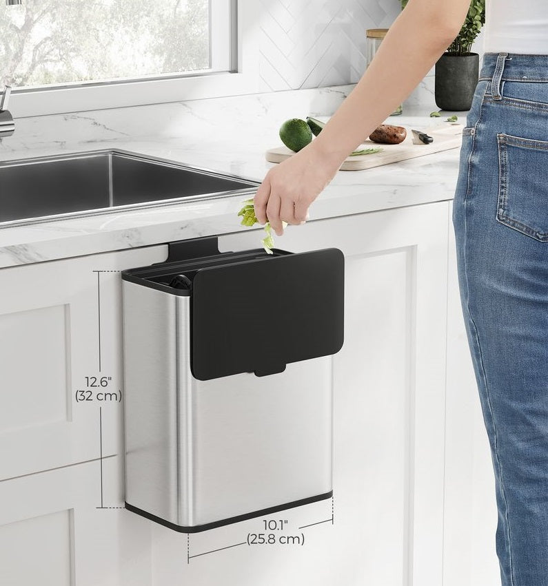 Signature Home Stalen GFT Afvalbak met Deksel – Hygiënische Oplossing voor Organisch Afval-Compact en Geurremmend