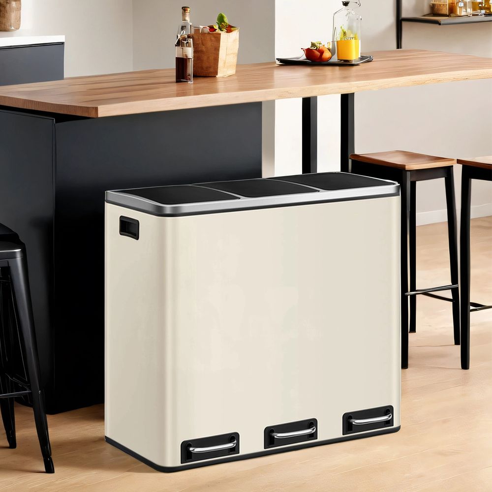 Signature Home Keuken Afvalbak 3 x 18 Liter – Afvalscheidingssysteem met 3 Compartimenten – Prullenbak voor Recycling