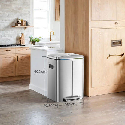 Signature Home Dubbele afvalemmer 2×20L – Metalen afvalbak met 2 compartimenten voor afvalscheiding