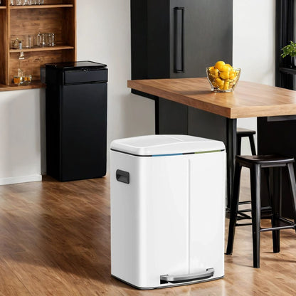 Signature Home Metalen afvalbak 2×20L – Dubbel afvalscheidingssysteem met 2 compartimenten