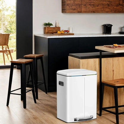 Signature Home Metalen afvalbak 2×20L – Dubbel afvalscheidingssysteem met 2 compartimenten