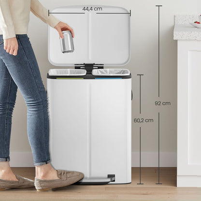 Signature Home Metalen afvalbak 2×20L – Dubbel afvalscheidingssysteem met 2 compartimenten