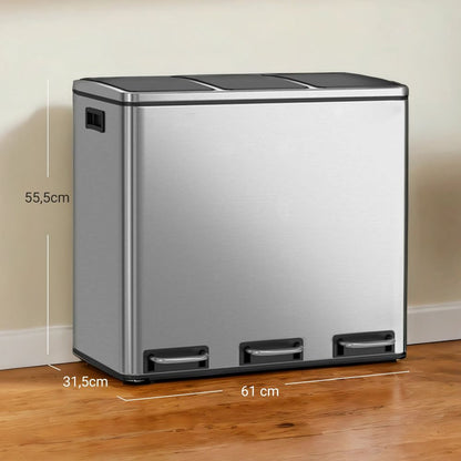 Signature Home Afvalscheidingsprullenbak Keuken 54L (3 x 18L) – Keukenafvalbak met 3 Compartimenten voor Recycling