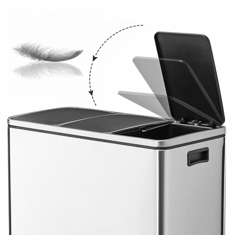 Signature Home Afvalscheidingsprullenbak Keuken 54L (3 x 18L) – Keukenafvalbak met 3 Compartimenten voor Recycling