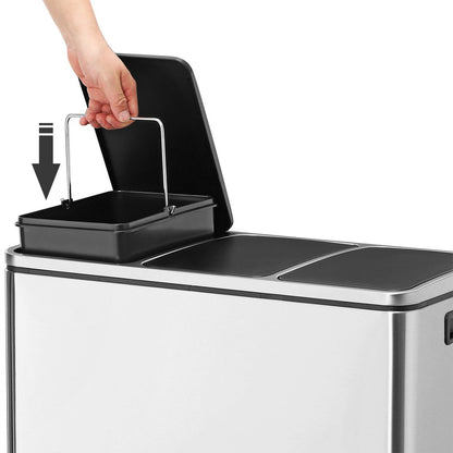 Signature Home Afvalscheidingsprullenbak Keuken 54L (3 x 18L) – Keukenafvalbak met 3 Compartimenten voor Recycling
