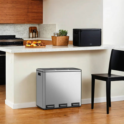 Signature Home Afvalscheidingsprullenbak Keuken 54L (3 x 18L) – Keukenafvalbak met 3 Compartimenten voor Recycling