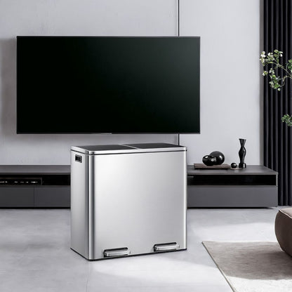 Signature Home Dubbele afvalbak 2 × 30 liter met 2 compartimenten – Geschikt voor keuken