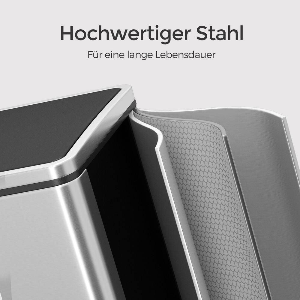 Signature Home Dubbele afvalbak 2 × 30 liter met 2 compartimenten – Geschikt voor keuken