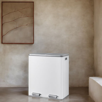 Signature Home Vuilnisbak 60L met 2 compartimenten – Dubbele prullenbak voor afvalscheiding in keuken of kantoor