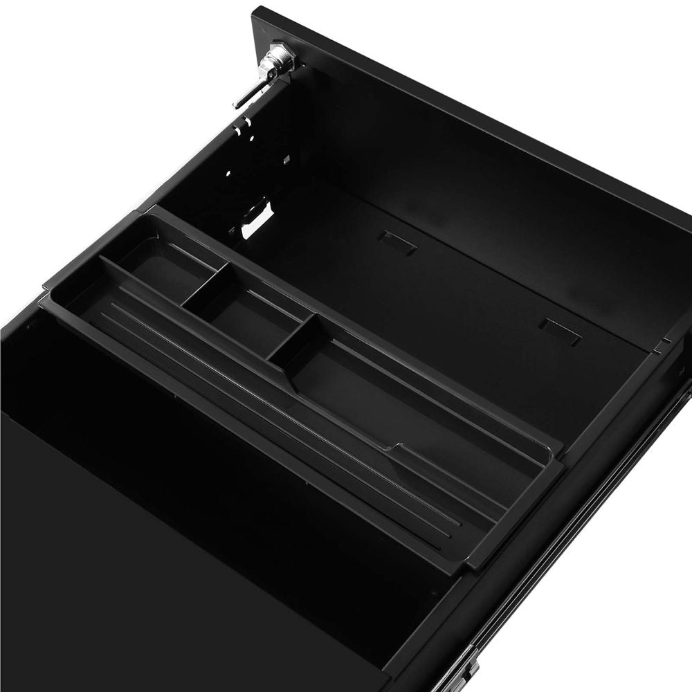 Signature Home Rolcontainer Mat Zwart – Verrijdbare Metalen Opbergcontainer met Wielen