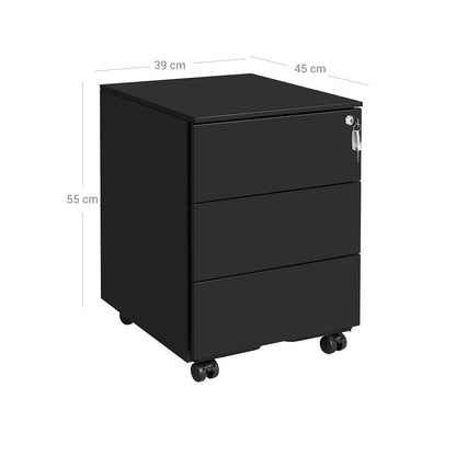 Signature Home Verrijdbare Ladecontainer - Mat Zwart - Ladeblok op Wielen voor Kantoor, Bureau en Thuiswerkplek - Compacte Opbergkast