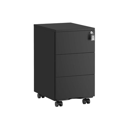 Ladekast met 3 Lades Mat Zwart – Moderne Opbergkast / Commode – 40 x 30 x 54 cm – Compacte Kast voor Slaapkamer, Woonkamer of Kantoor