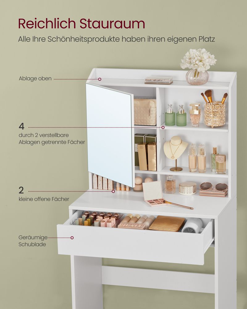 Imperia Dressing Table White – Make-up Tafel met Verlichte Spiegel en Lades /Witte Makeup Tafel met Spiegel en LED Verlichting – Moderne Kaptafel met Opbergruimte