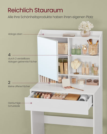Imperia Dressing Table White – Make-up Tafel met Verlichte Spiegel en Lades /Witte Makeup Tafel met Spiegel en LED Verlichting – Moderne Kaptafel met Opbergruimte