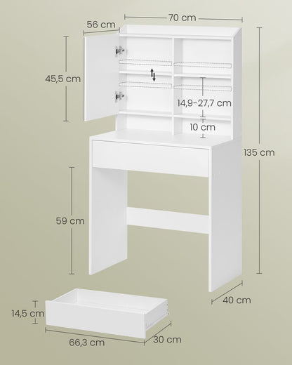 Imperia Dressing Table White – Make-up Tafel met Verlichte Spiegel en Lades /Witte Makeup Tafel met Spiegel en LED Verlichting – Moderne Kaptafel met Opbergruimte
